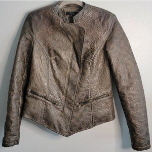 ABS by Allen Schwartz Medium Espresso Brown Faux Leather Moto Jacket